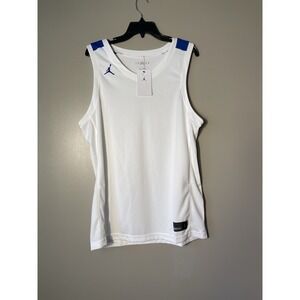 Nike Jordan Men's Dri-fit Basketball Practice Jersey White/blue Size L NWT